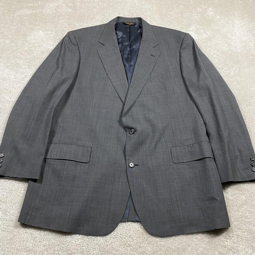 VTG Brooks Brothers Brooksease Sport Jacket Mens 48L Gray Glen Check Blazer